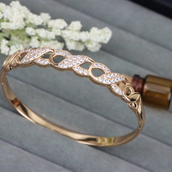 Rose Gold Bangle with Infinity Design and Sparkling Stones, XPBL0456 - Picture 12 of 12